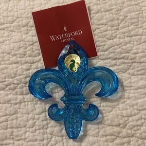 Waterford Ornament - aqua crystal Fleur De Lys.